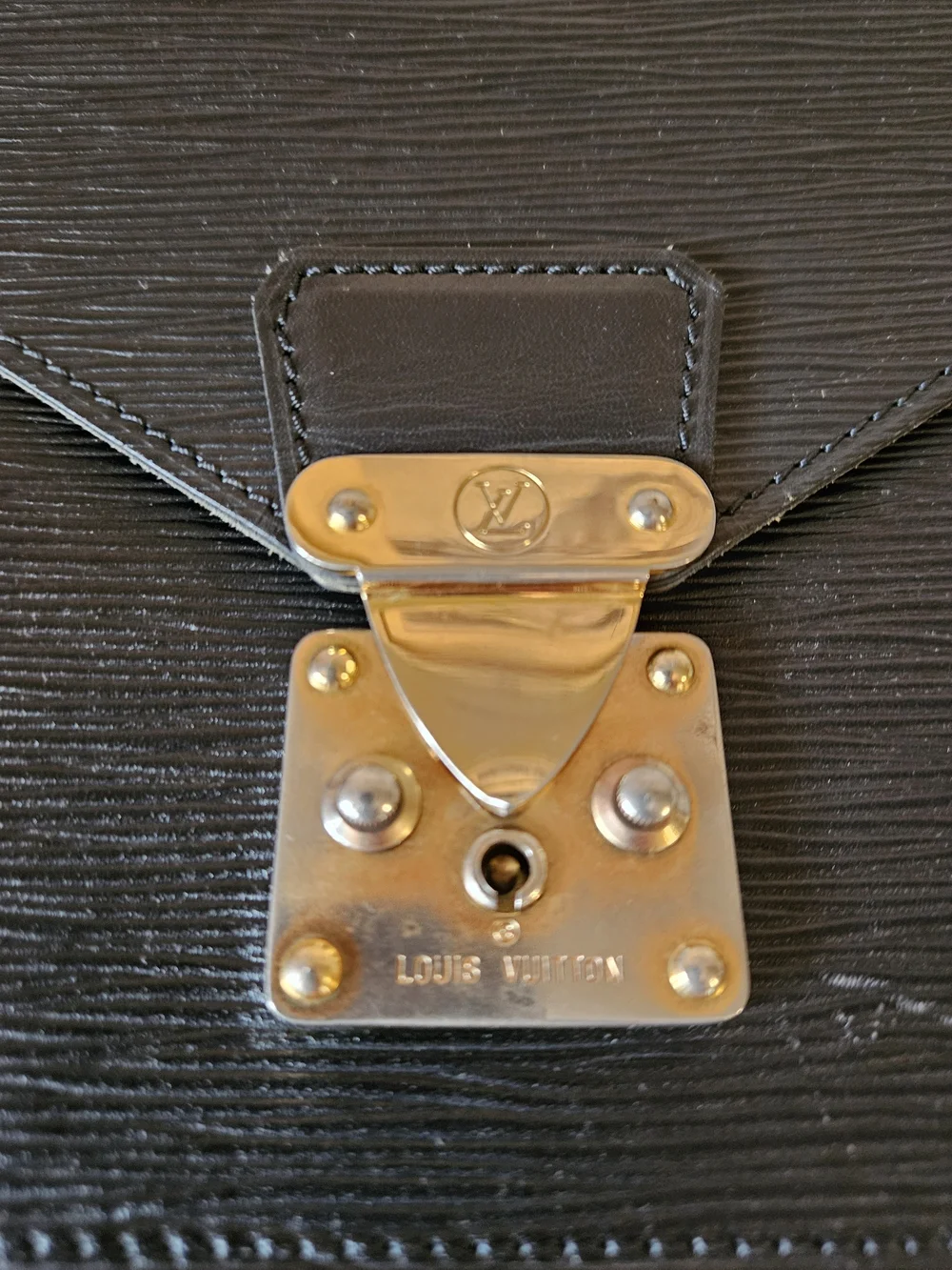Louis Vuitton Black Epi Leather Monceau  Bag with Gold Hardware